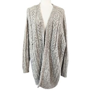 Zara Beige Chunky Cable Knit Open Front Grandpa Cardigan Blogger Favorite